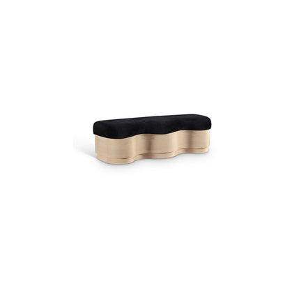 Savoy Black Velour Fur Fabric Bench