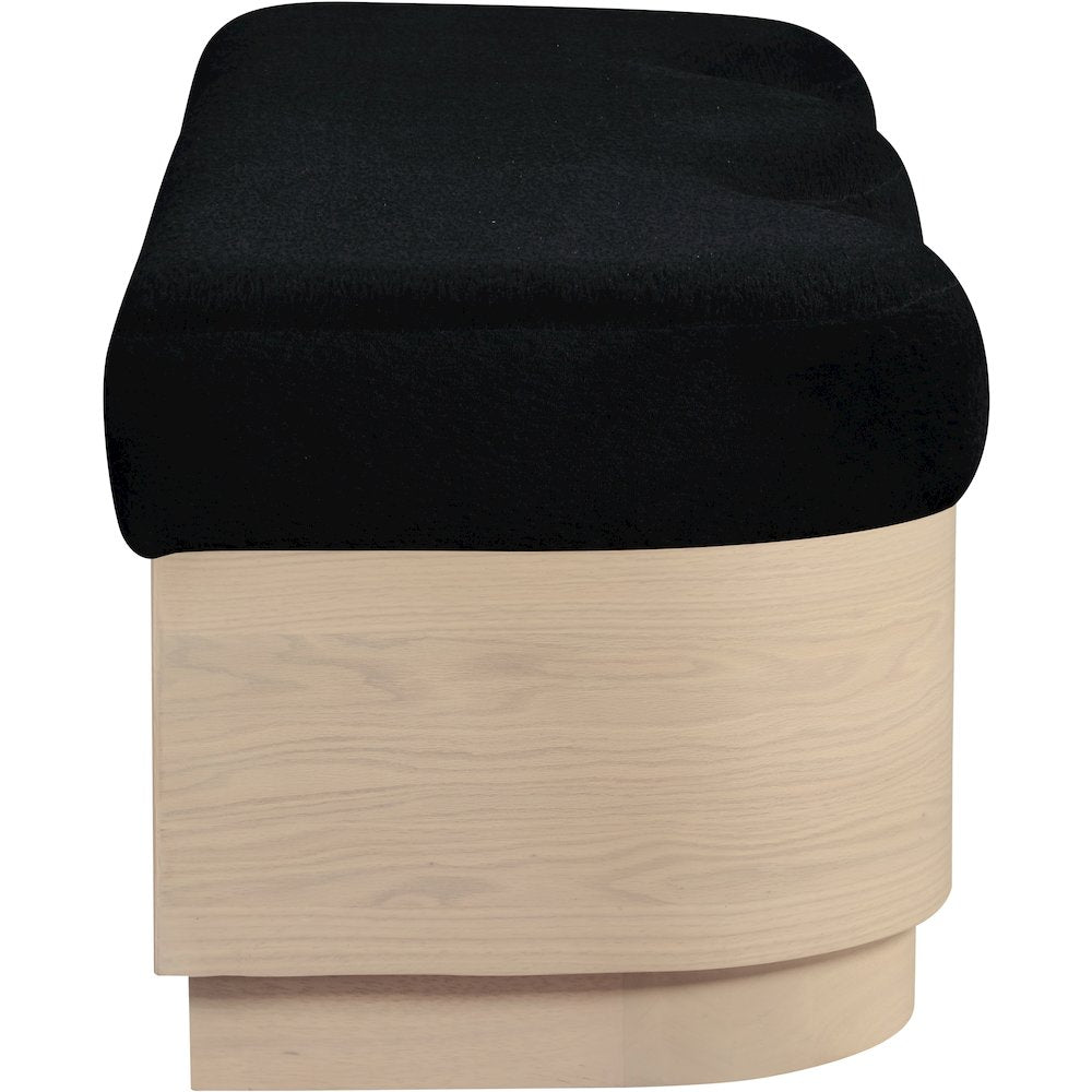 Savoy Black Velour Fur Fabric Bench