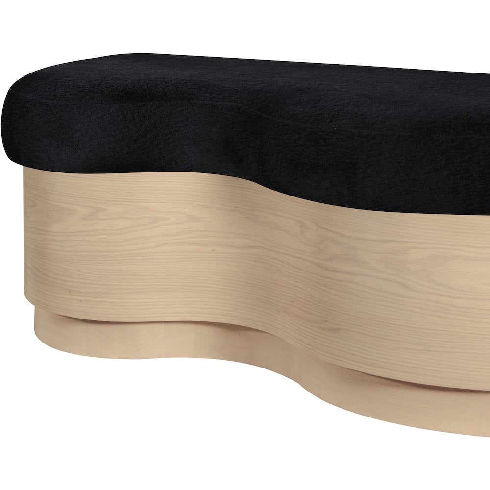 Savoy Black Velour Fur Fabric Bench