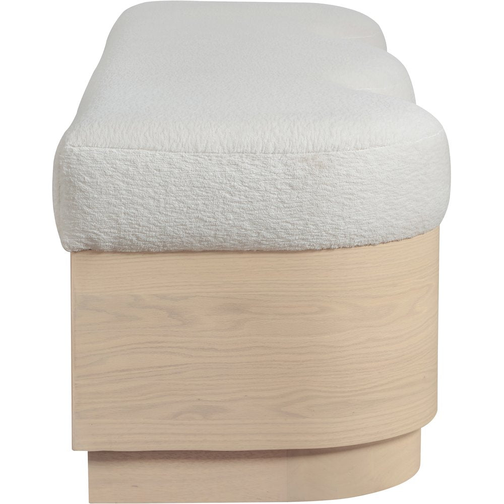 Savoy Cream Velour Fur Fabric Bench