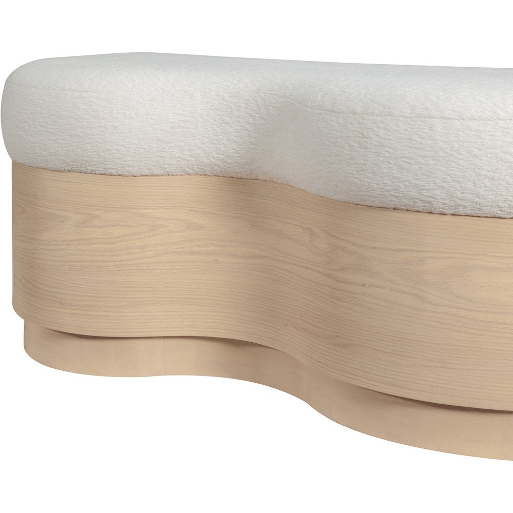 Savoy Cream Velour Fur Fabric Bench