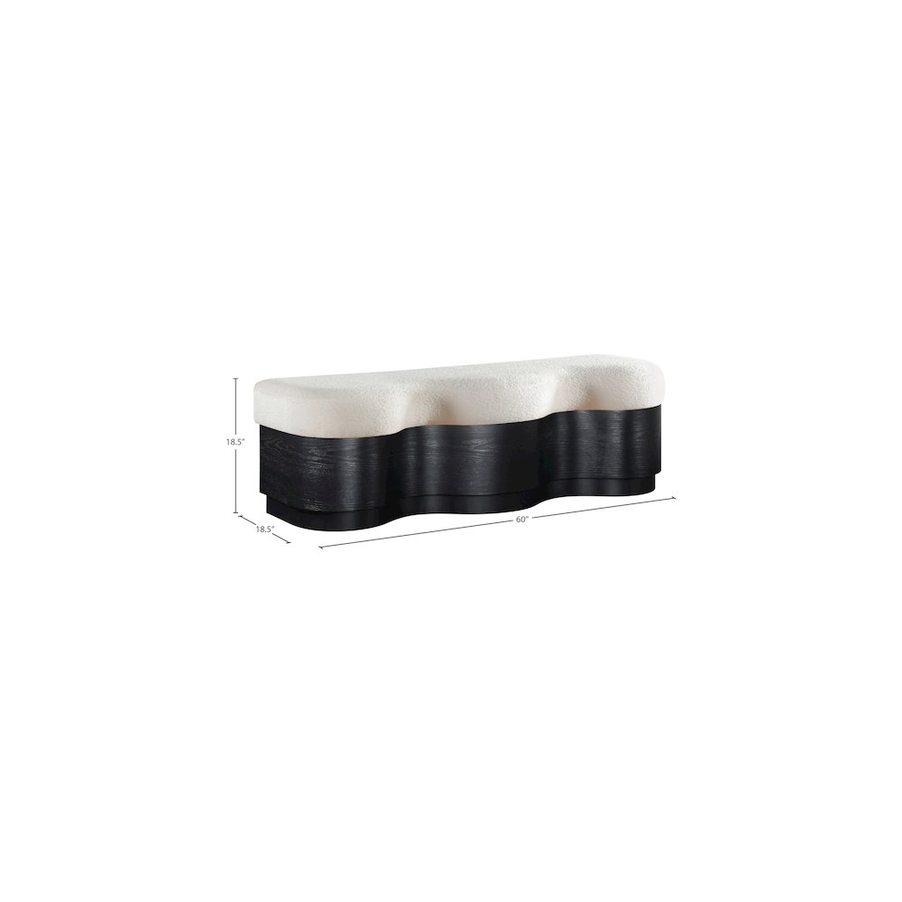 Savoy Cream Velour Fur Fabric Bench
