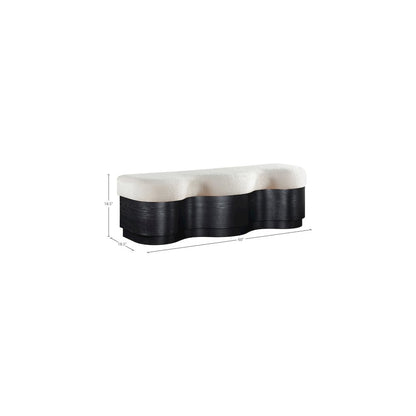 Savoy Cream Velour Fur Fabric Bench