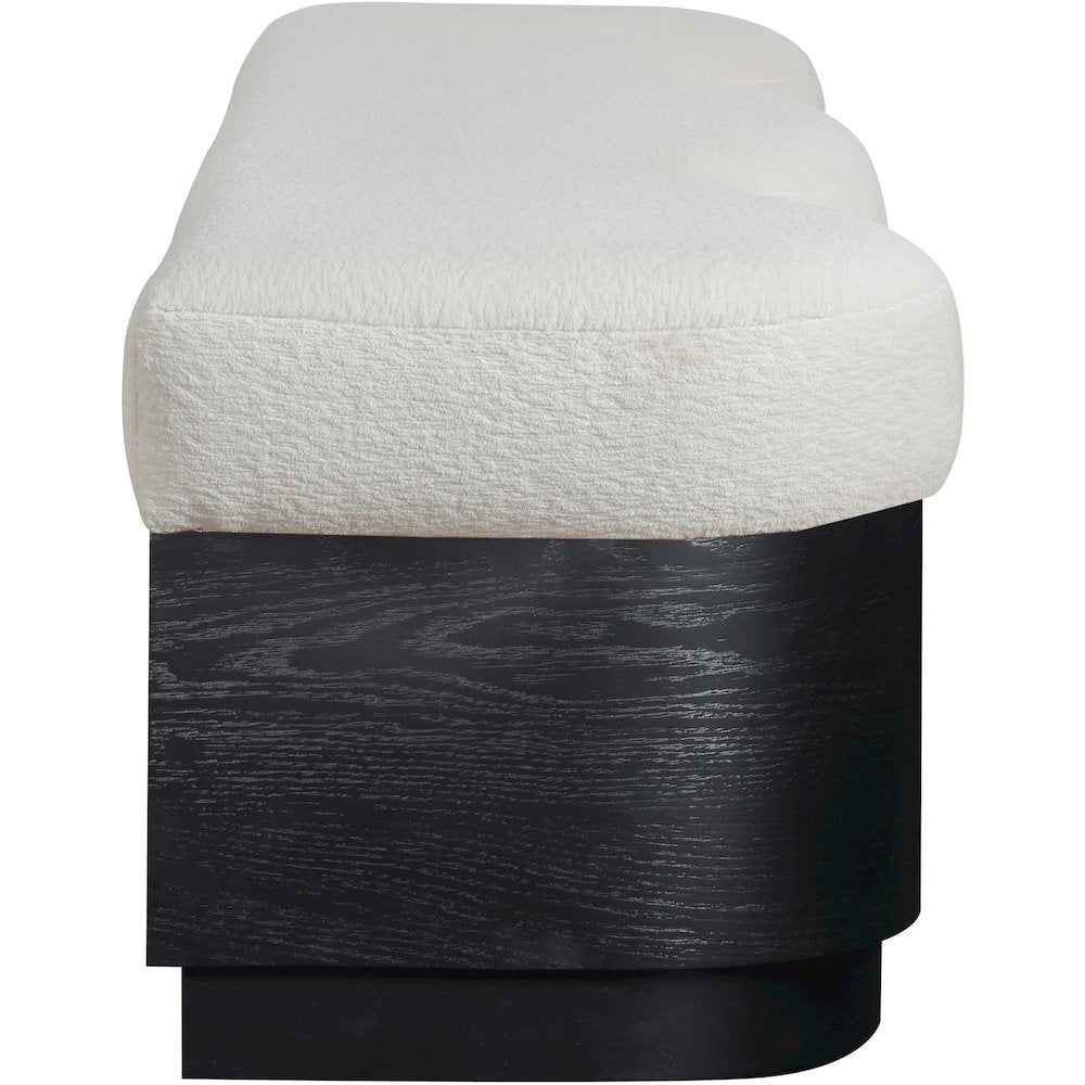 Savoy Cream Velour Fur Fabric Bench
