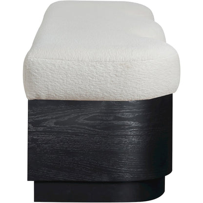 Savoy Cream Velour Fur Fabric Bench