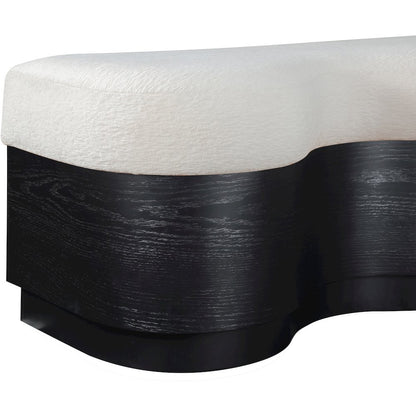 Savoy Cream Velour Fur Fabric Bench
