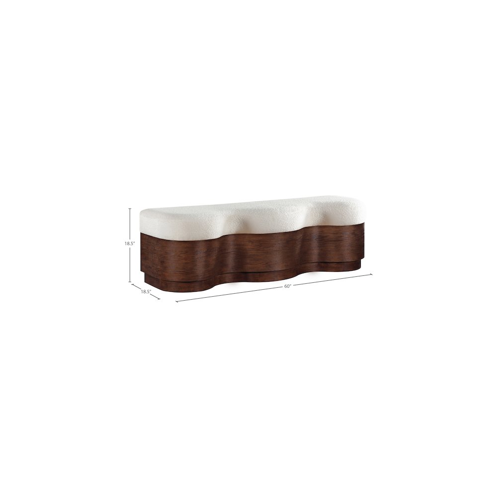 Savoy Cream Velour Fur Fabric Bench