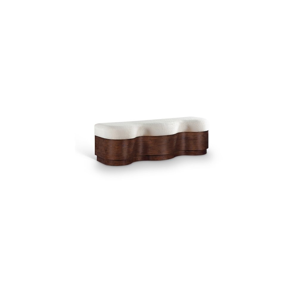 Savoy Cream Velour Fur Fabric Bench
