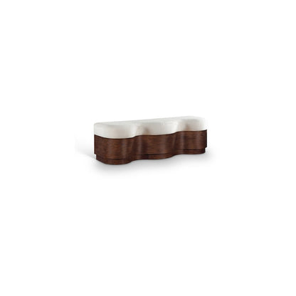Savoy Cream Velour Fur Fabric Bench