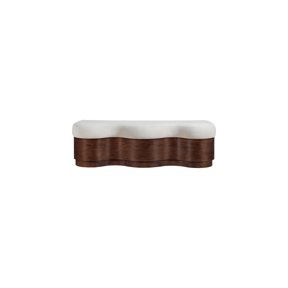 Savoy Cream Velour Fur Fabric Bench
