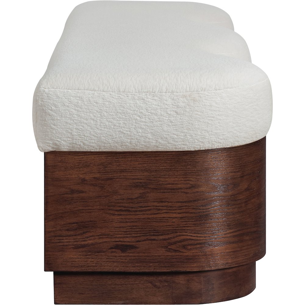 Savoy Cream Velour Fur Fabric Bench