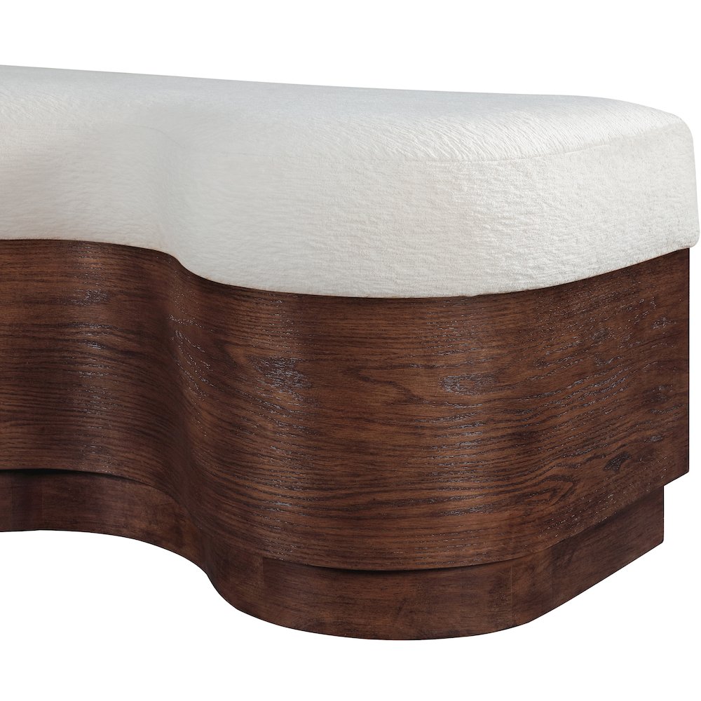 Savoy Cream Velour Fur Fabric Bench