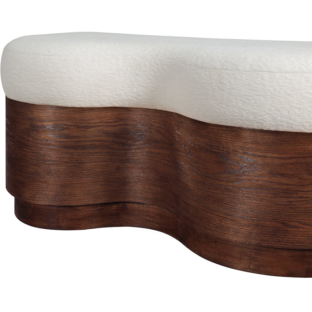 Savoy Cream Velour Fur Fabric Bench