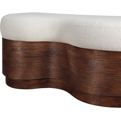 Savoy Cream Velour Fur Fabric Bench