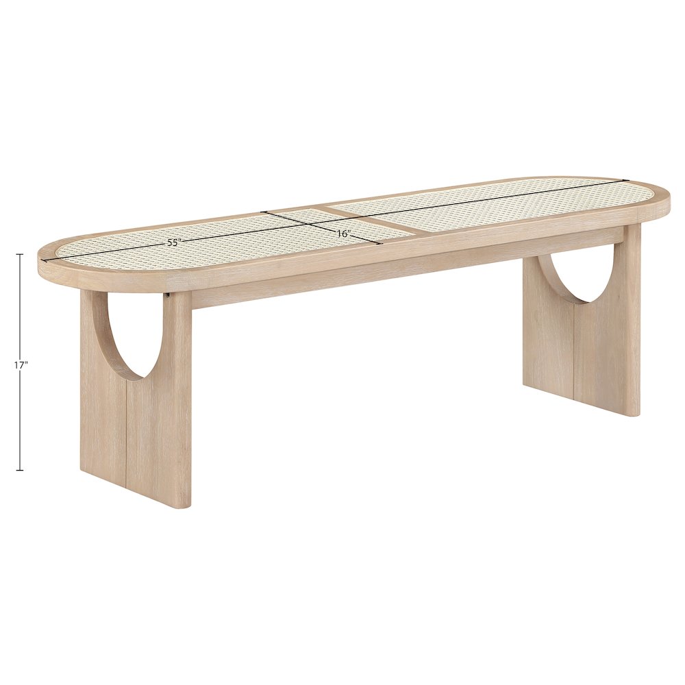 Canovia Natural Solid Wood And Faux Cane Bench