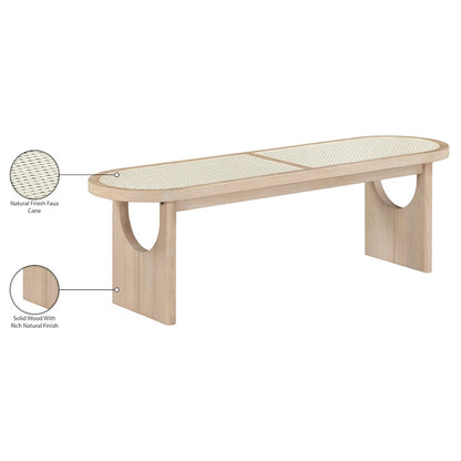 Canovia Natural Solid Wood And Faux Cane Bench