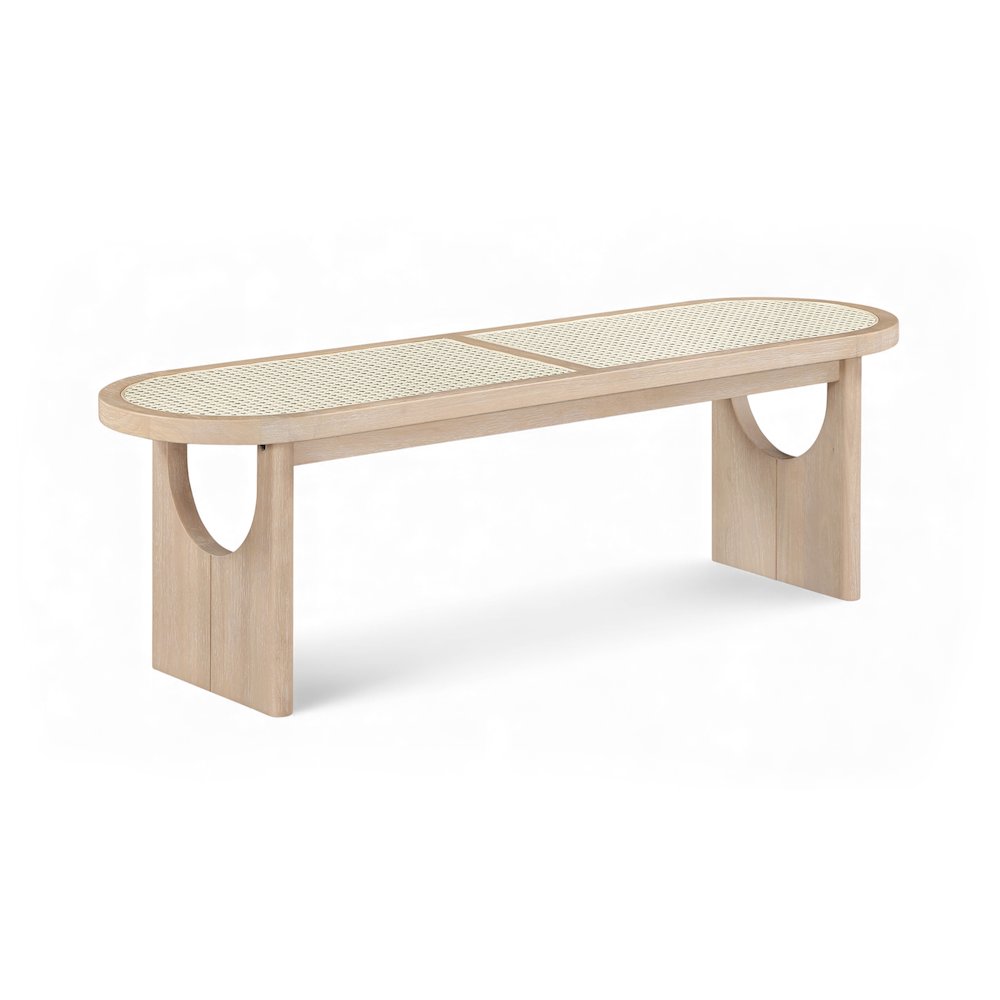 Canovia Natural Solid Wood And Faux Cane Bench