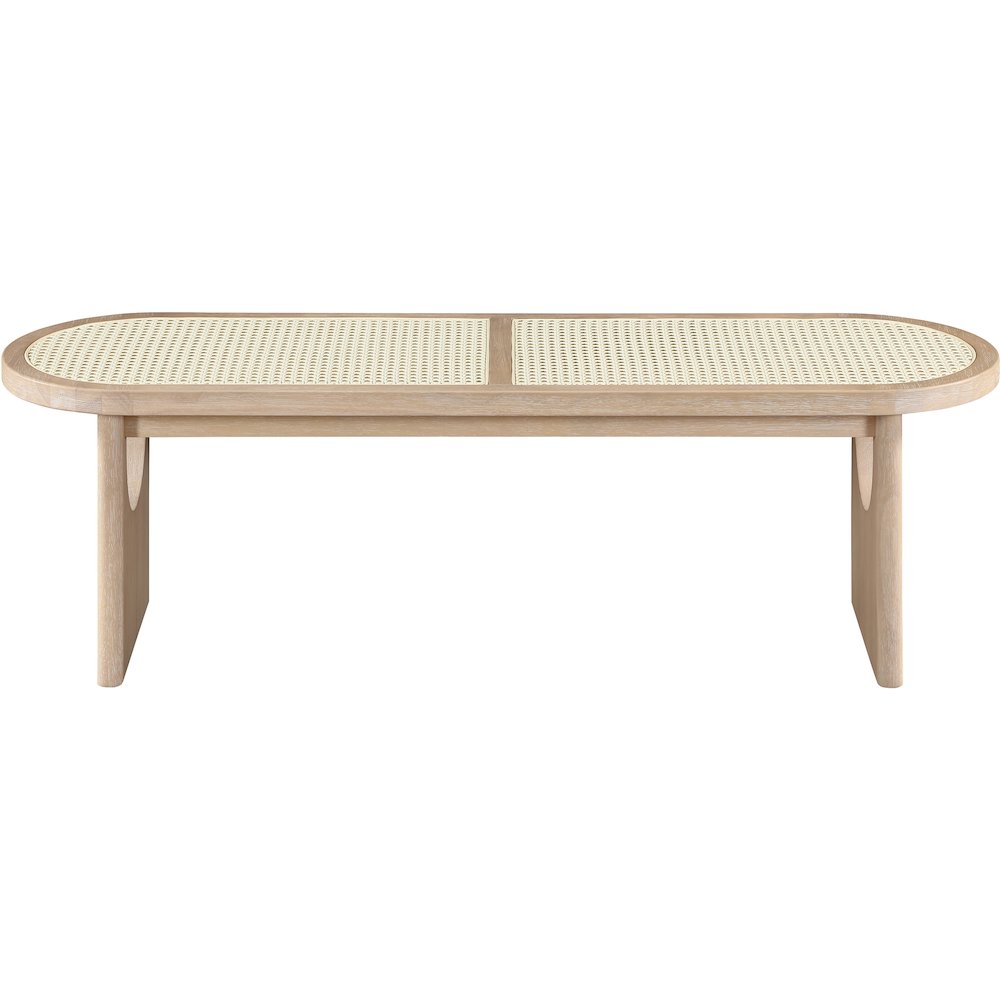 Canovia Natural Solid Wood And Faux Cane Bench