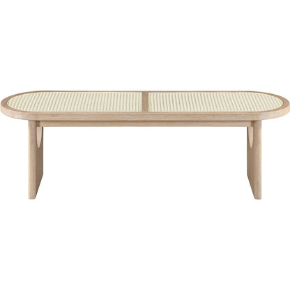 Canovia Natural Solid Wood And Faux Cane Bench