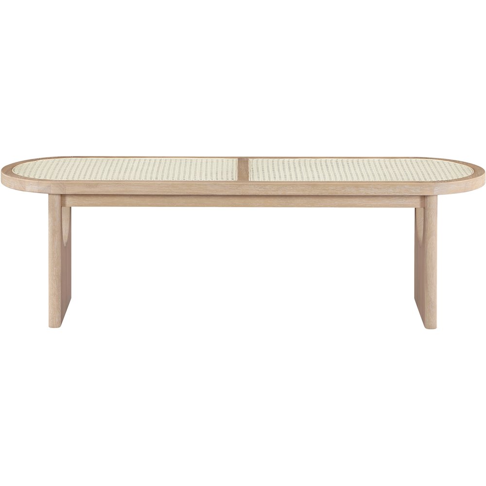 Canovia Natural Solid Wood And Faux Cane Bench