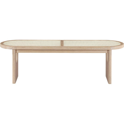Canovia Natural Solid Wood And Faux Cane Bench