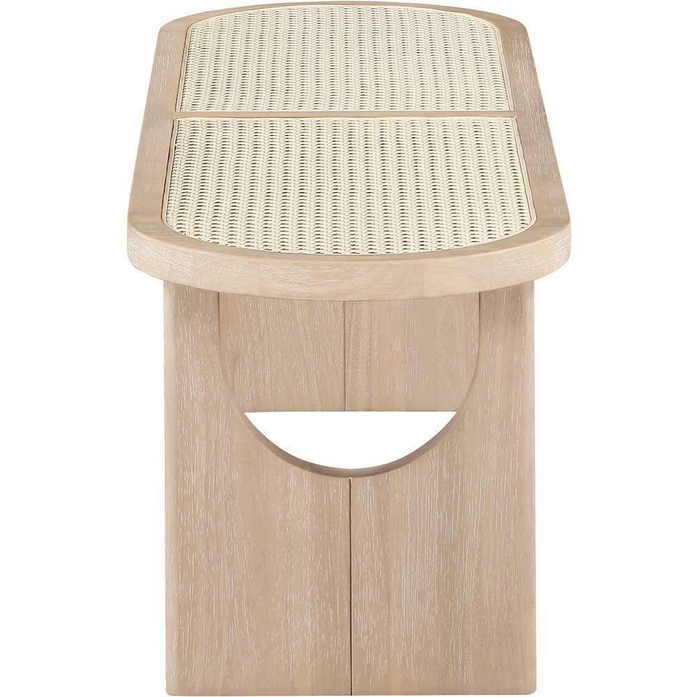 Canovia Natural Solid Wood And Faux Cane Bench