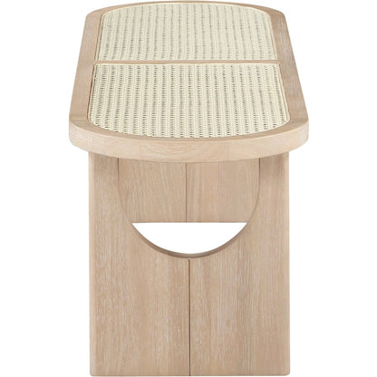 Canovia Natural Solid Wood And Faux Cane Bench