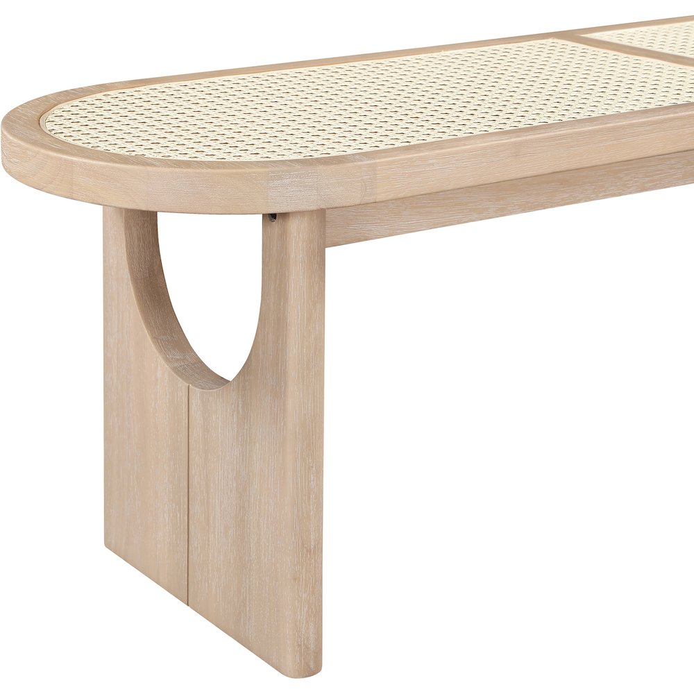 Canovia Natural Solid Wood And Faux Cane Bench