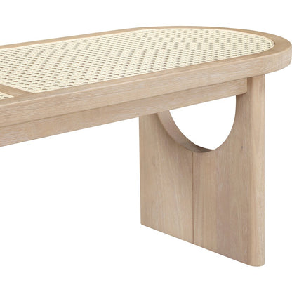Canovia Natural Solid Wood And Faux Cane Bench
