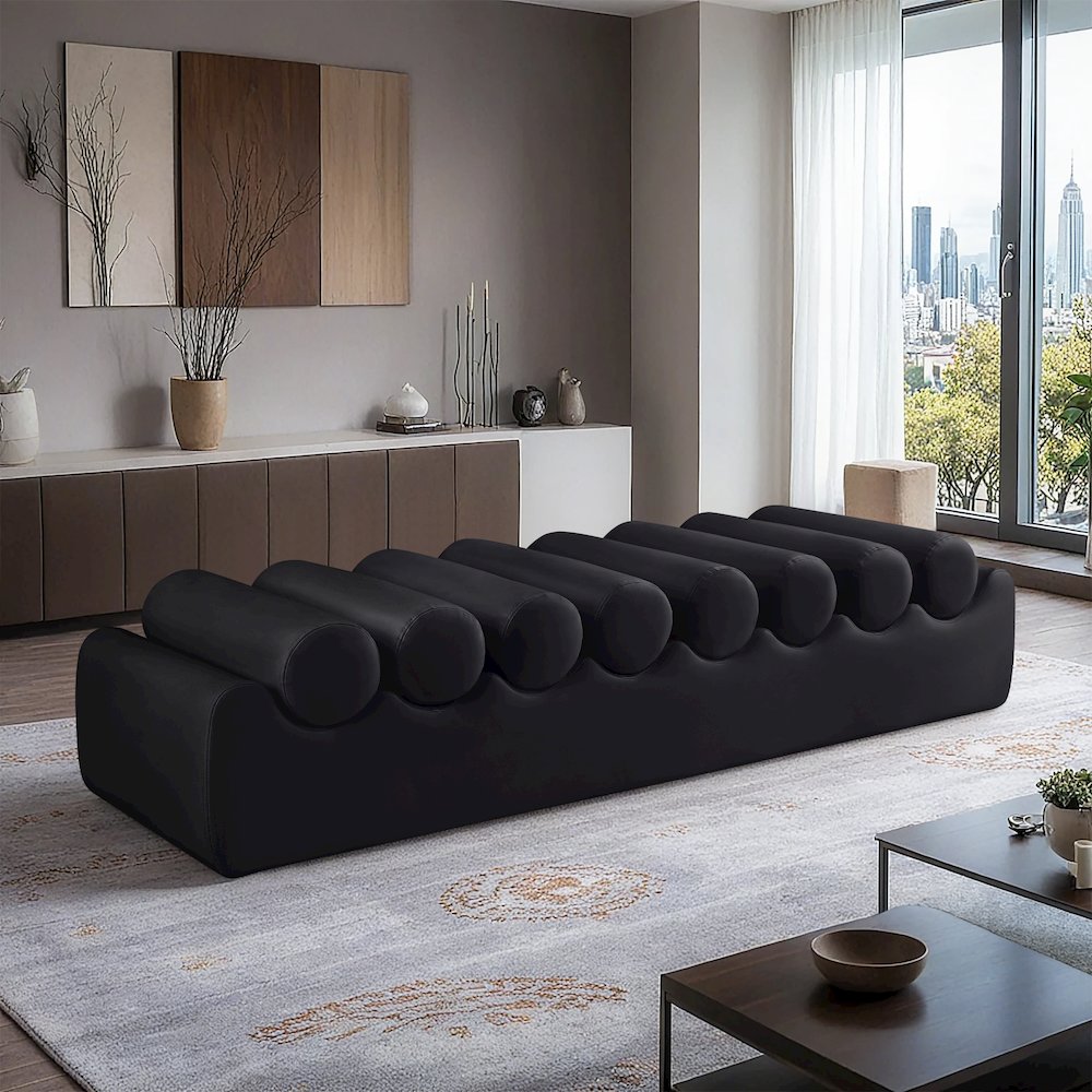 Rumble Black Vegan Leather Bench