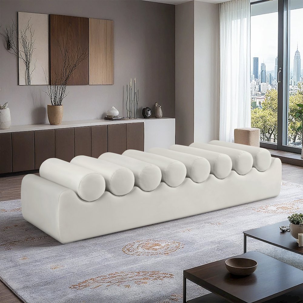 Rumble Cream Vegan Leather Bench