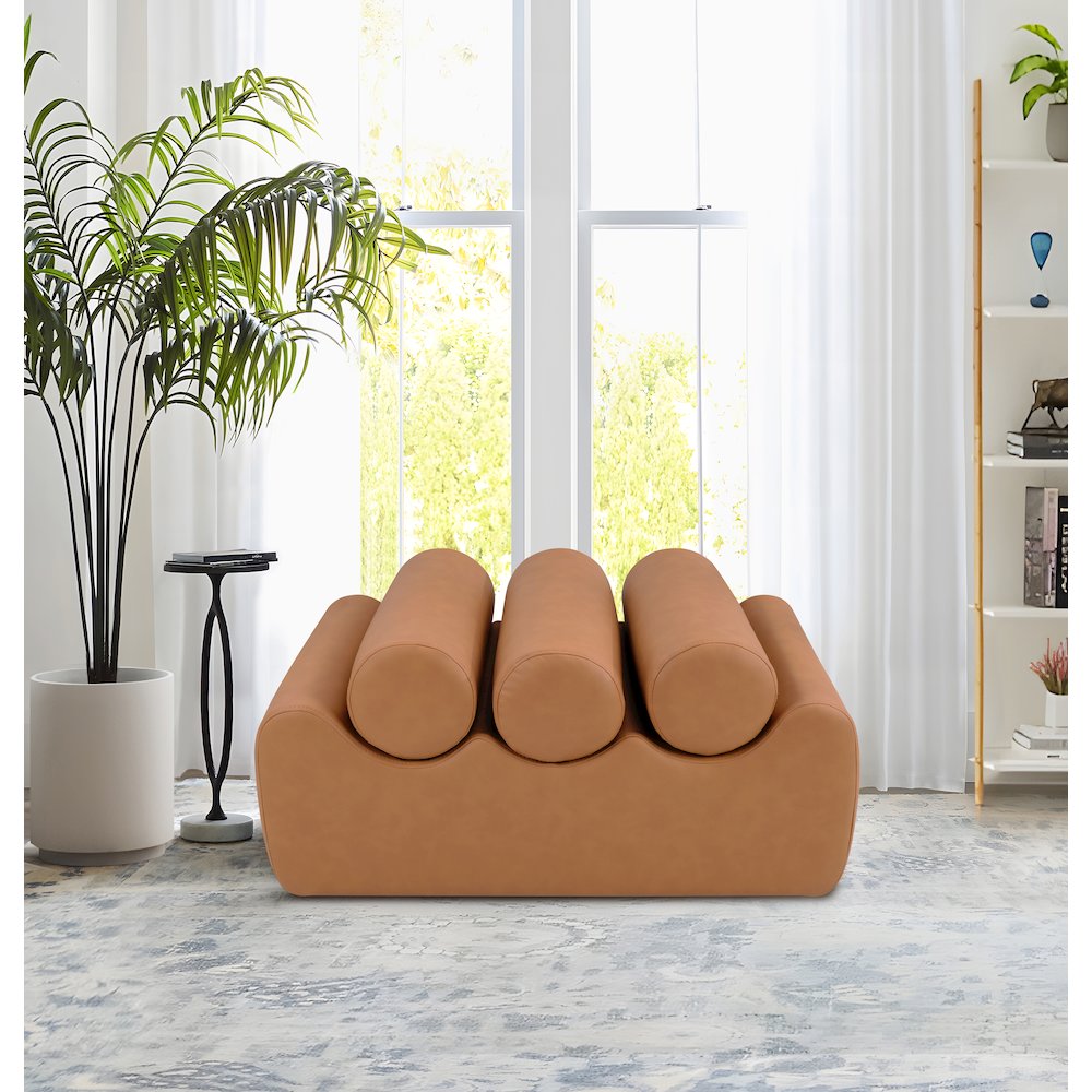 Rumble Cognac Vegan Leather Bench