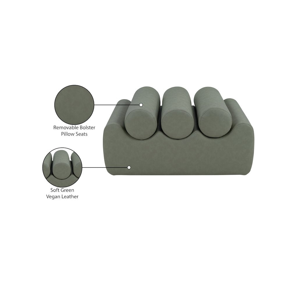 Rumble Green Vegan Leather Bench