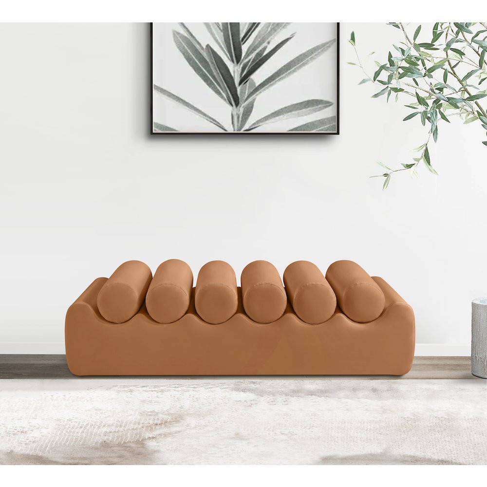 Rumble Cognac Vegan Leather Bench