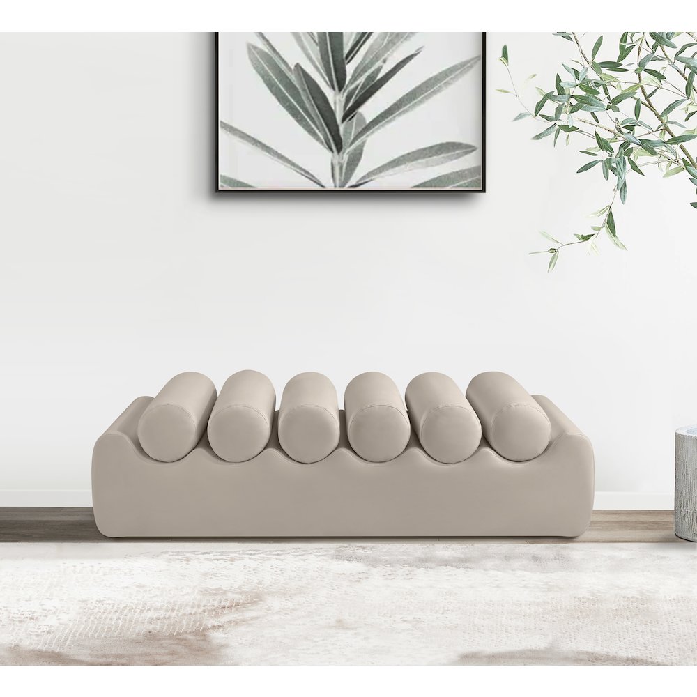 Rumble Taupe Vegan Leather Bench