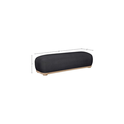 Calum Black Chenille Fabric Bench