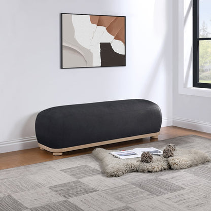 Calum Black Chenille Fabric Bench