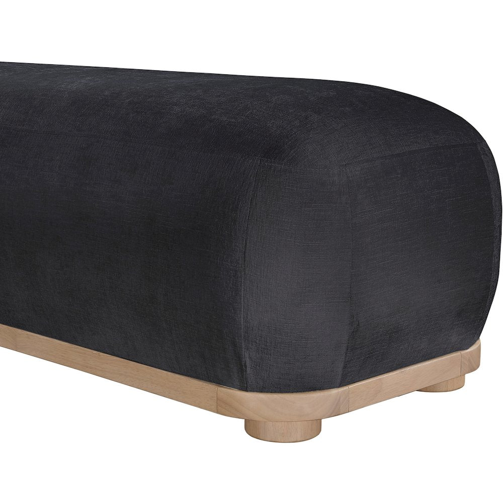 Calum Black Chenille Fabric Bench
