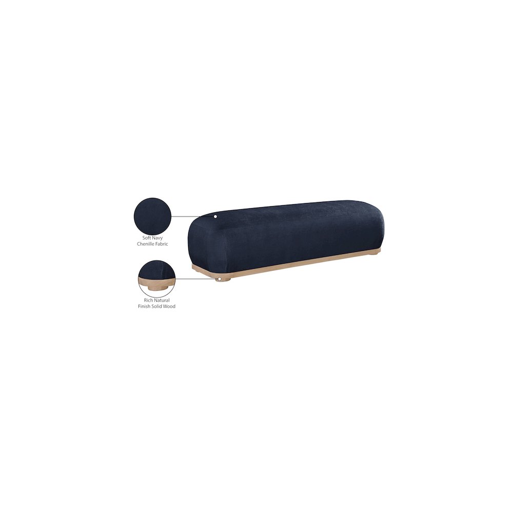 Calum Navy Chenille Fabric Bench