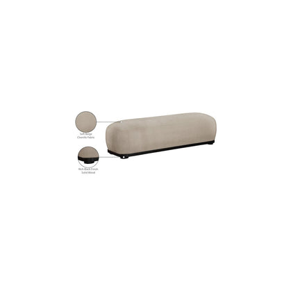 Calum Beige Chenille Fabric Bench