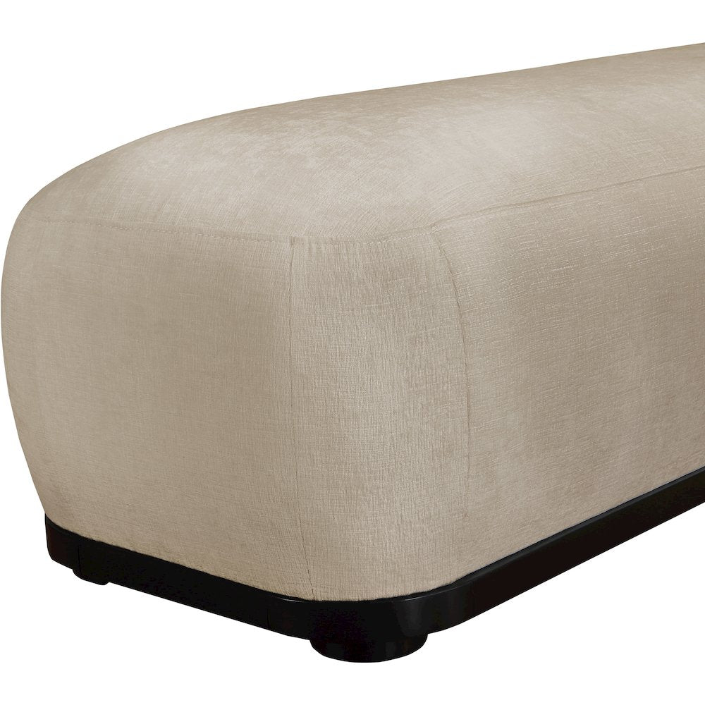 Calum Beige Chenille Fabric Bench