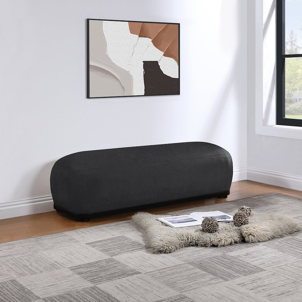 Calum Black Chenille Fabric Bench