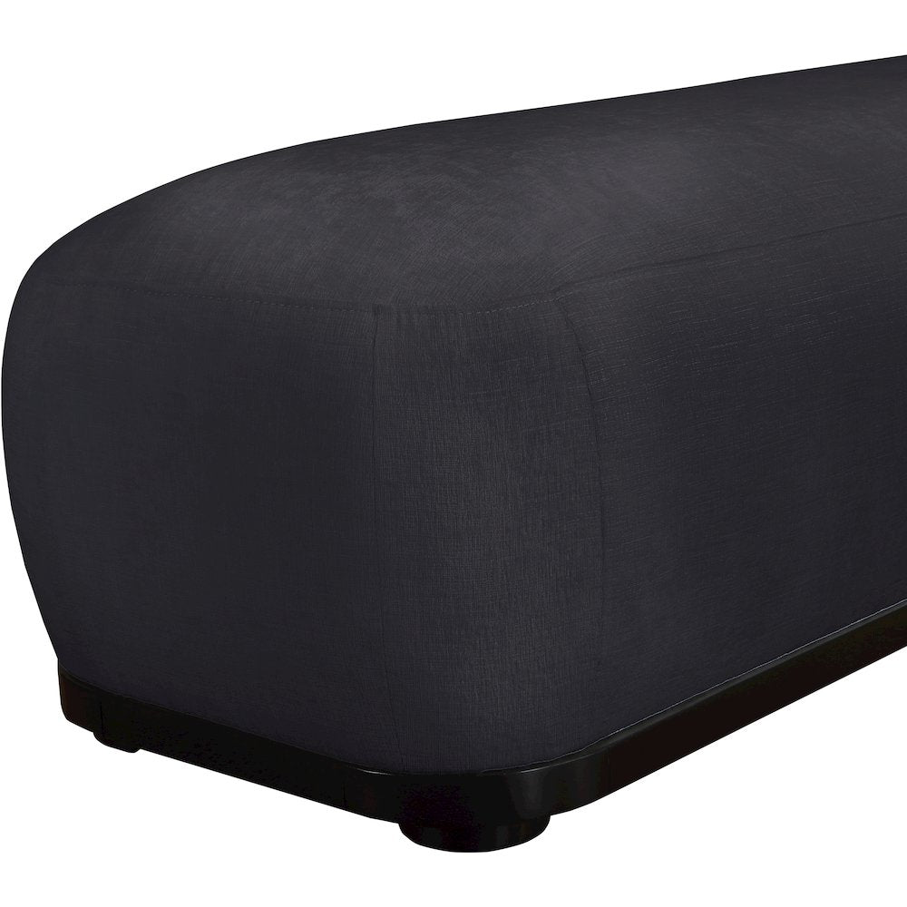 Calum Black Chenille Fabric Bench