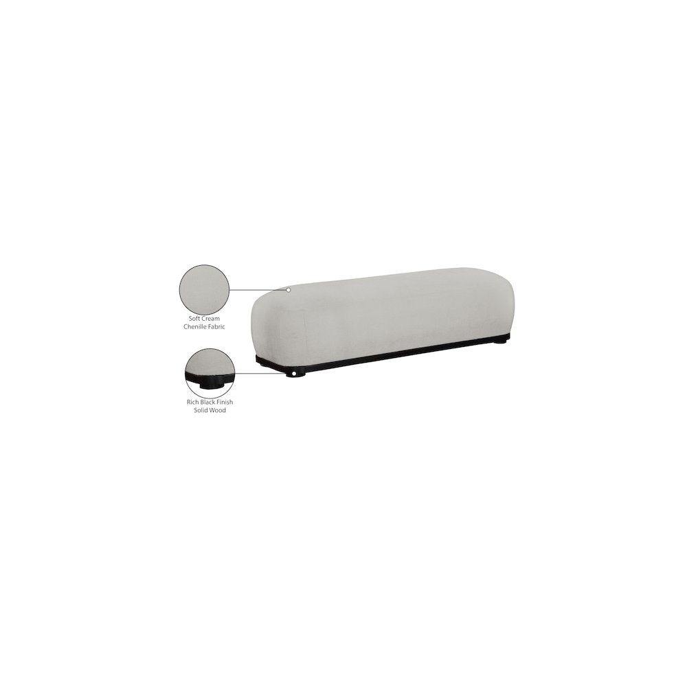 Calum Grey Chenille Fabric Bench