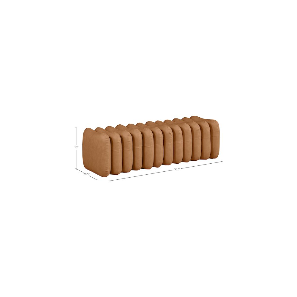 Atticus Cognac Vegan Leather Bench