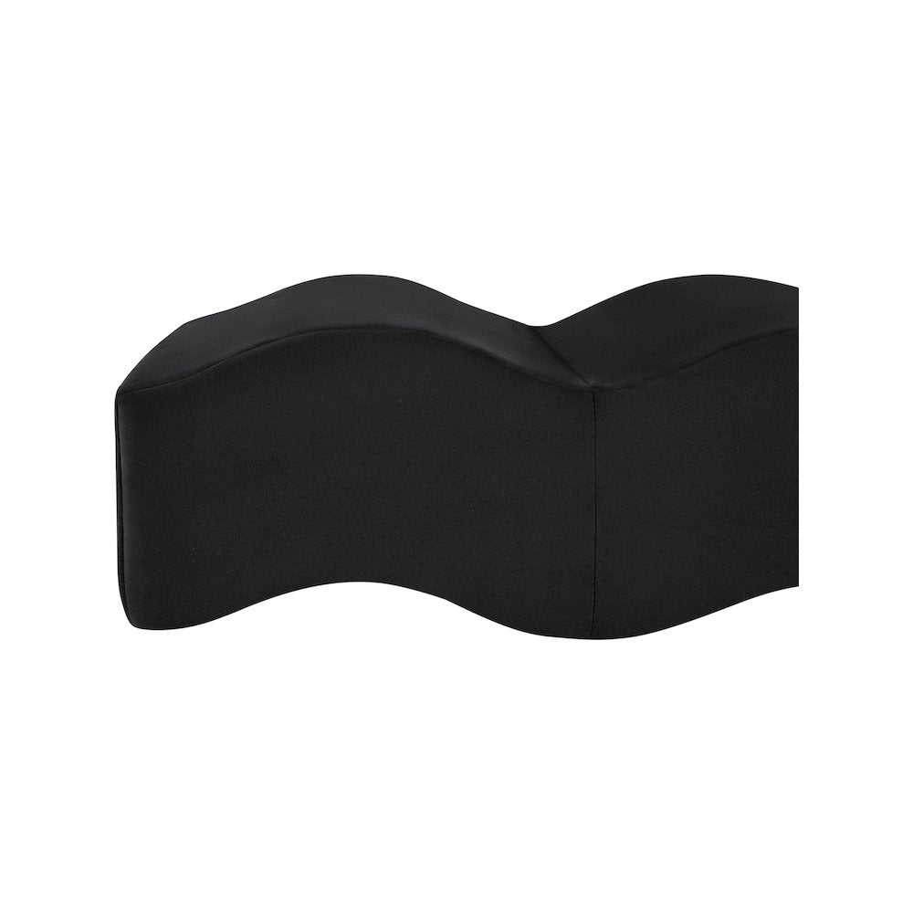 Wave Black Velvet Bench