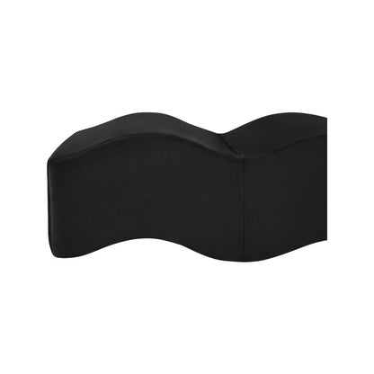 Wave Black Velvet Bench