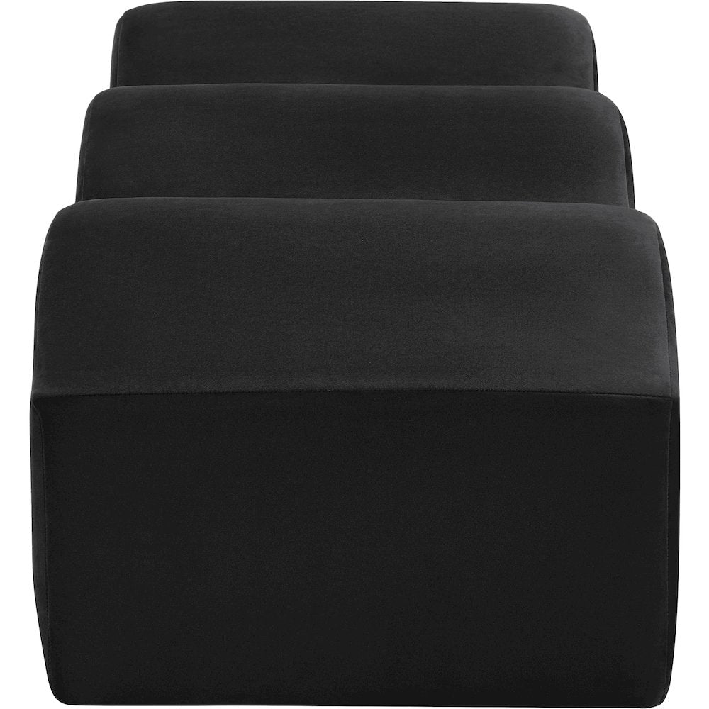 Wave Black Velvet Bench