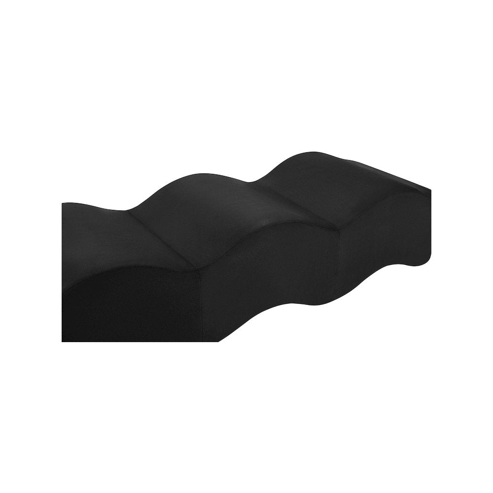 Wave Black Velvet Bench