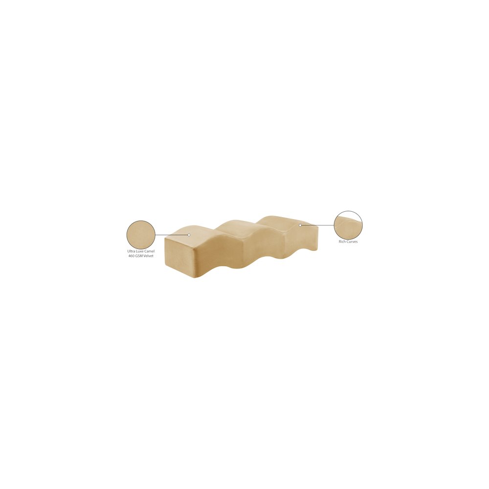 Wave Camel Velvet Bench